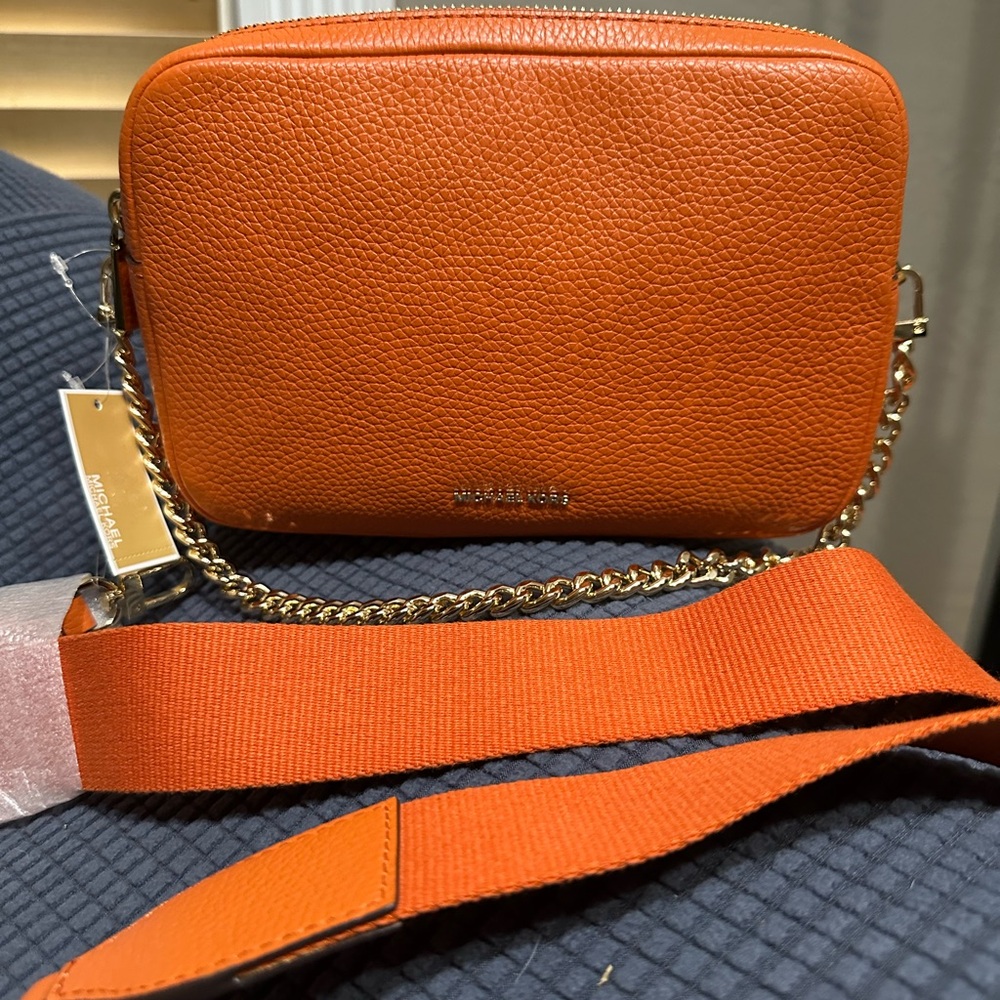 Michael Kors Orange Crossbody Bag with Chain Strap